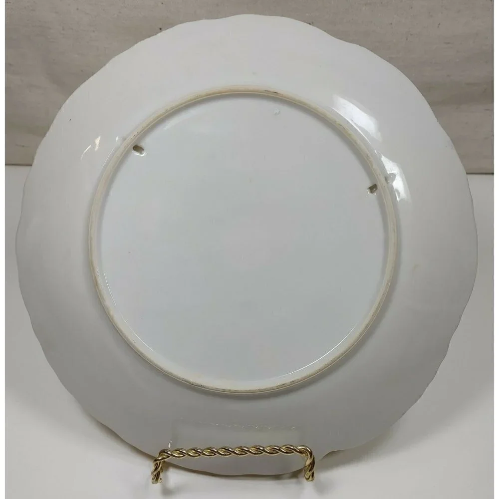 Vintage Hand Painted Fruit Design Gold Rim Scalloped Edge Salad Dessert Plate